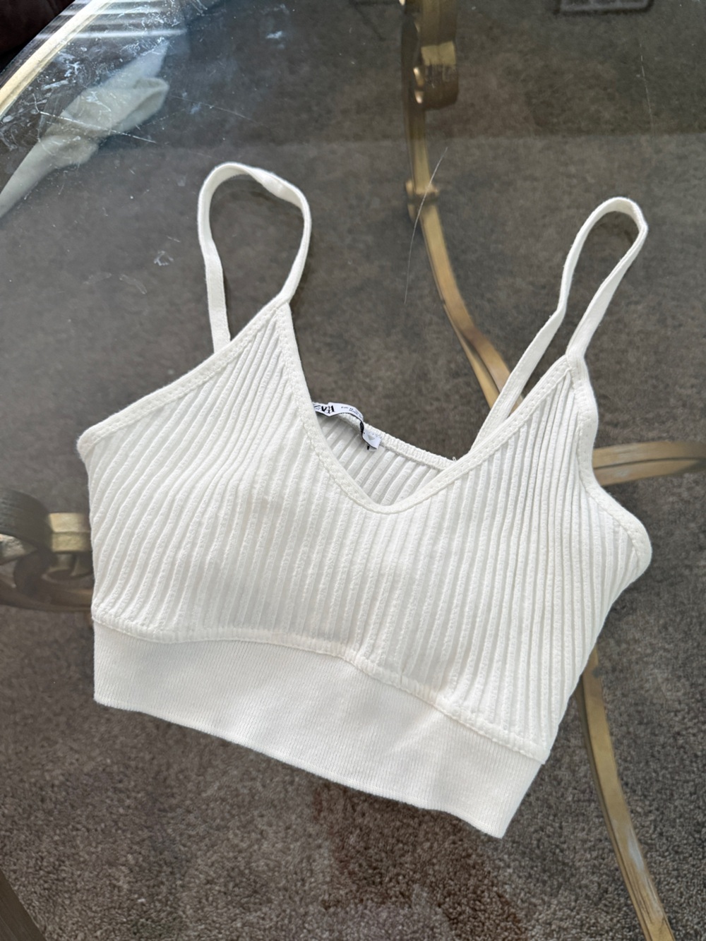 Zara Ribbed White Bralette Tank